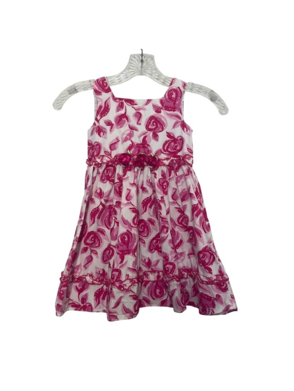 Youngland Girls Dress Floral Baby 4T Pink White Toddlers Sleeveless